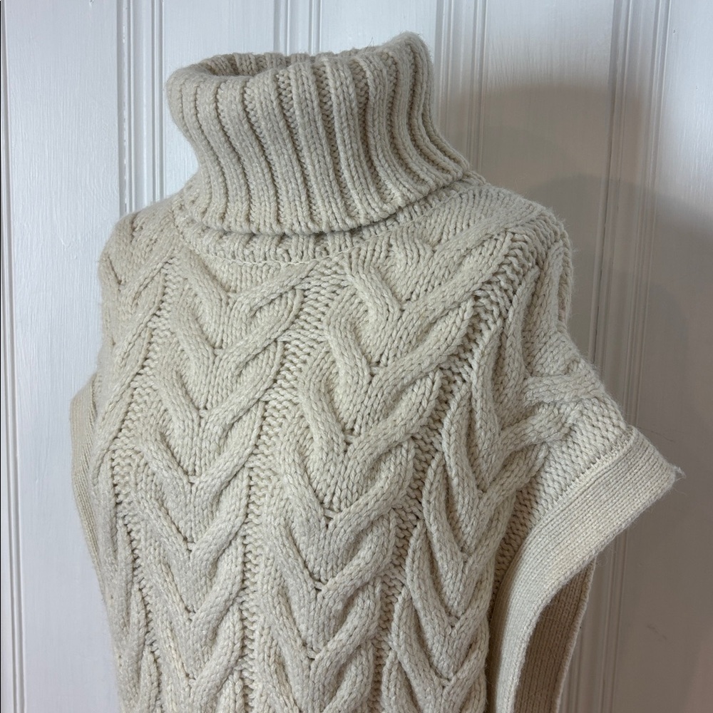 ZARA Oversized Cable Knit Turtleneck Sweater Vest – Cream | Size Medium - Picture 6 of 8